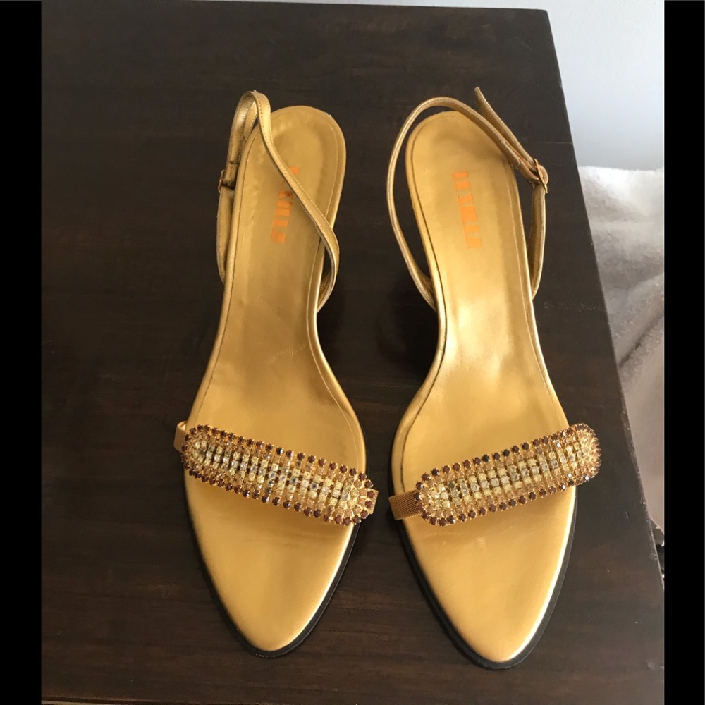 Gold Open Toe Formal Sandals